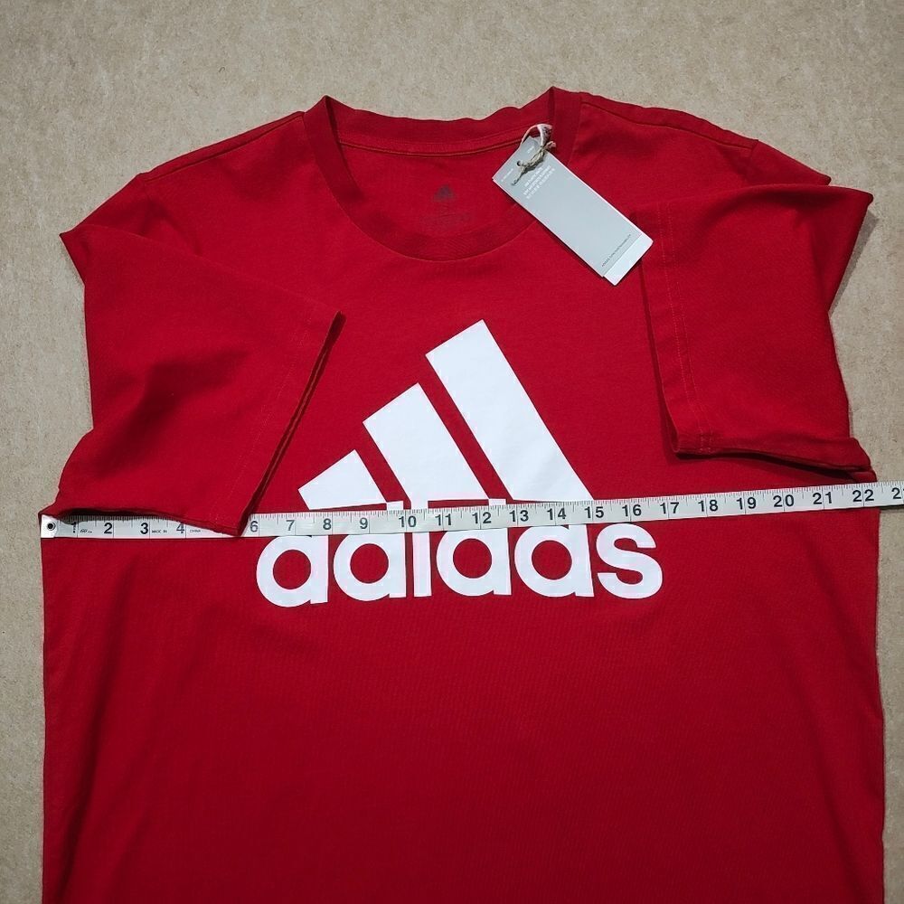 Adidas Men's Red Big Logo Short Sleeve T-Shirt #C - Picture 4 of 5
